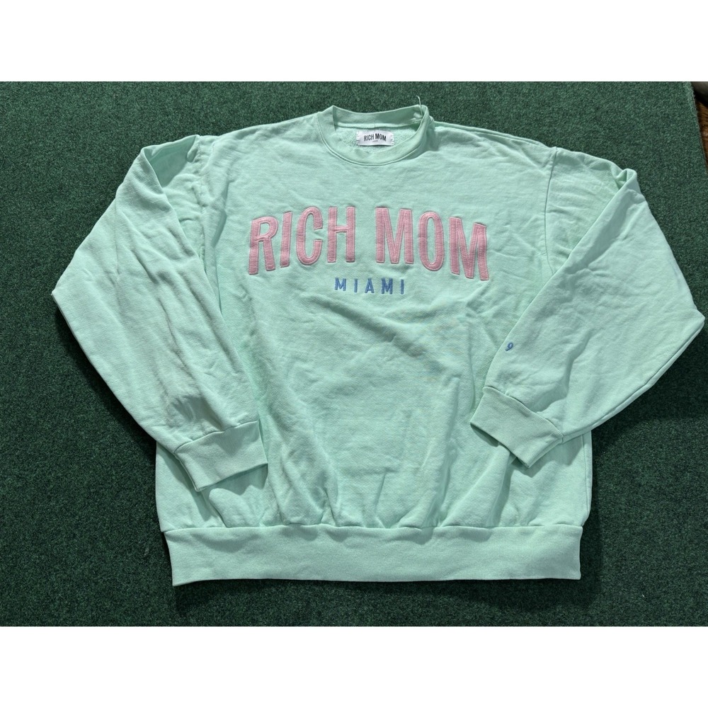 Rich Mom Miami Sweatshirt Women's Large‎ Pullover Sweater Green